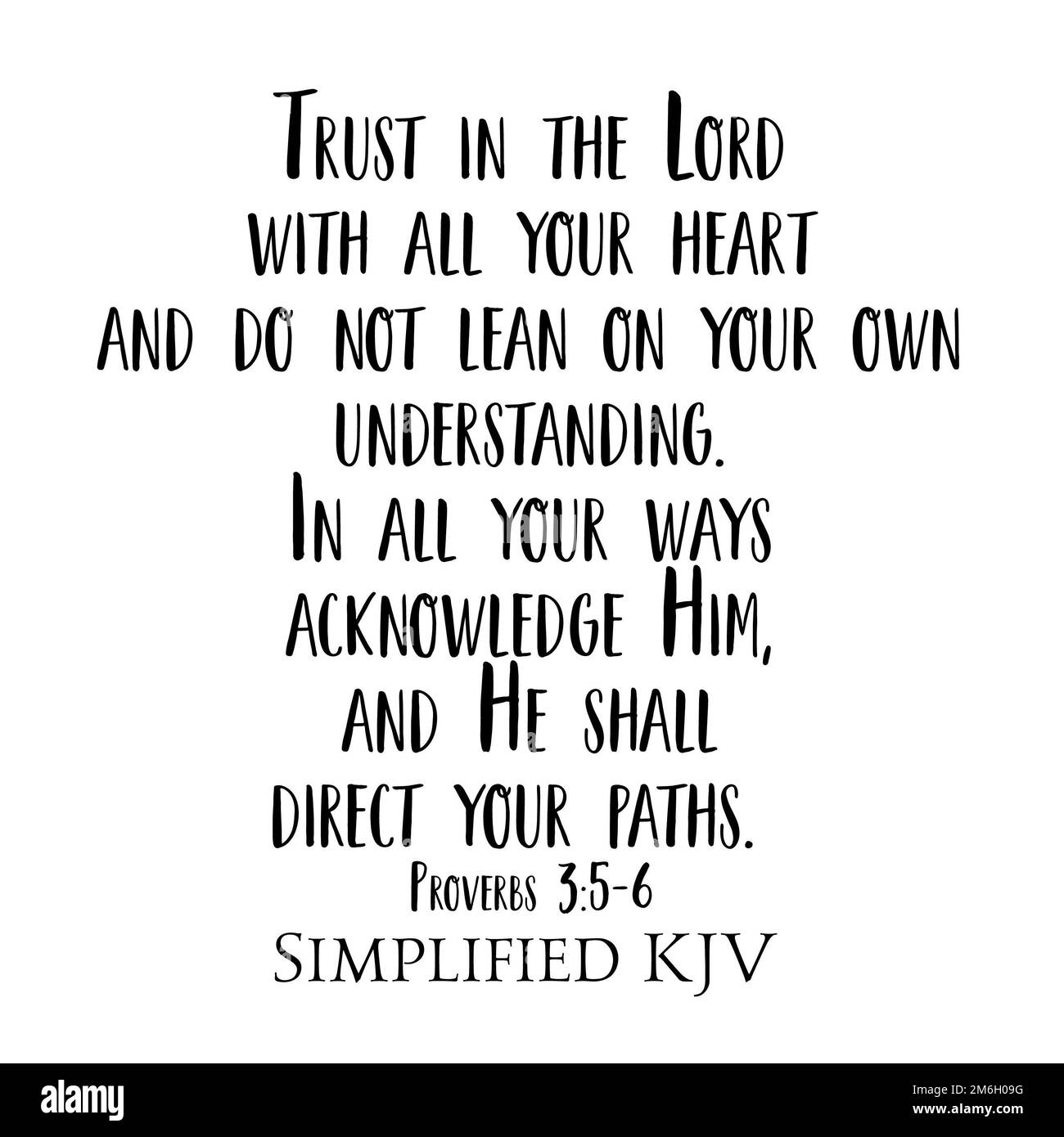 Proverbi 3:5-6: Nero fiducia nel Signore con tutto il cuore… Foto Stock