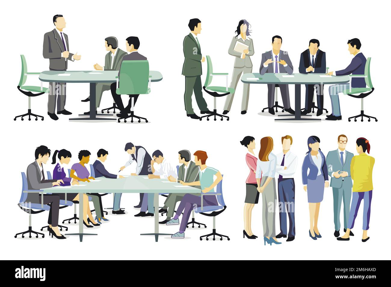 Consulenza di squadra, illustrazione di riunione di affari Foto Stock