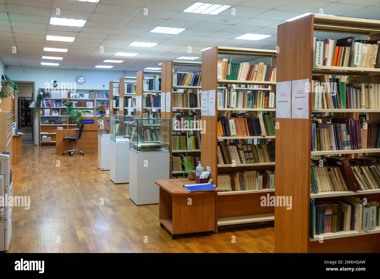 St Petersburg, Russia - 23 novembre 2022: Biblioteca intitolata a Mayakovsky, dipartimento di letteratura sull'arte e la musica. Interno della sala di lettura di Foto Stock