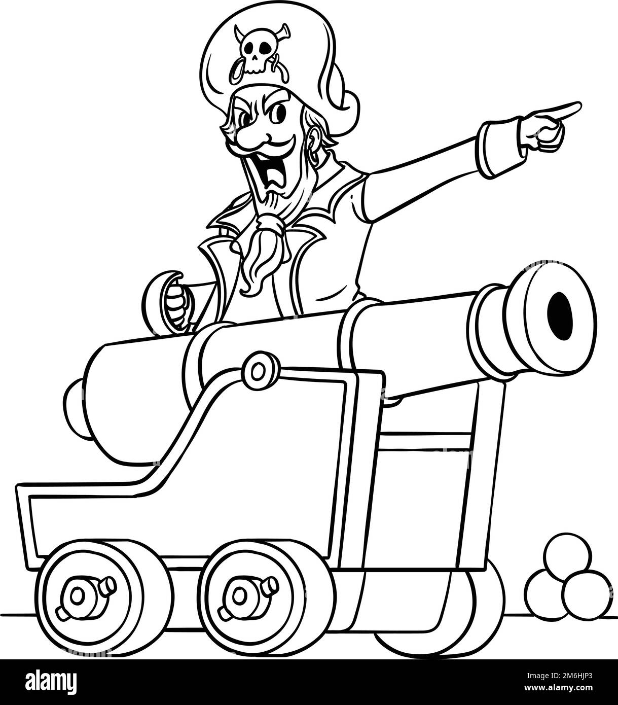 Capitano pirata con colorante isolato Cannon Illustrazione Vettoriale