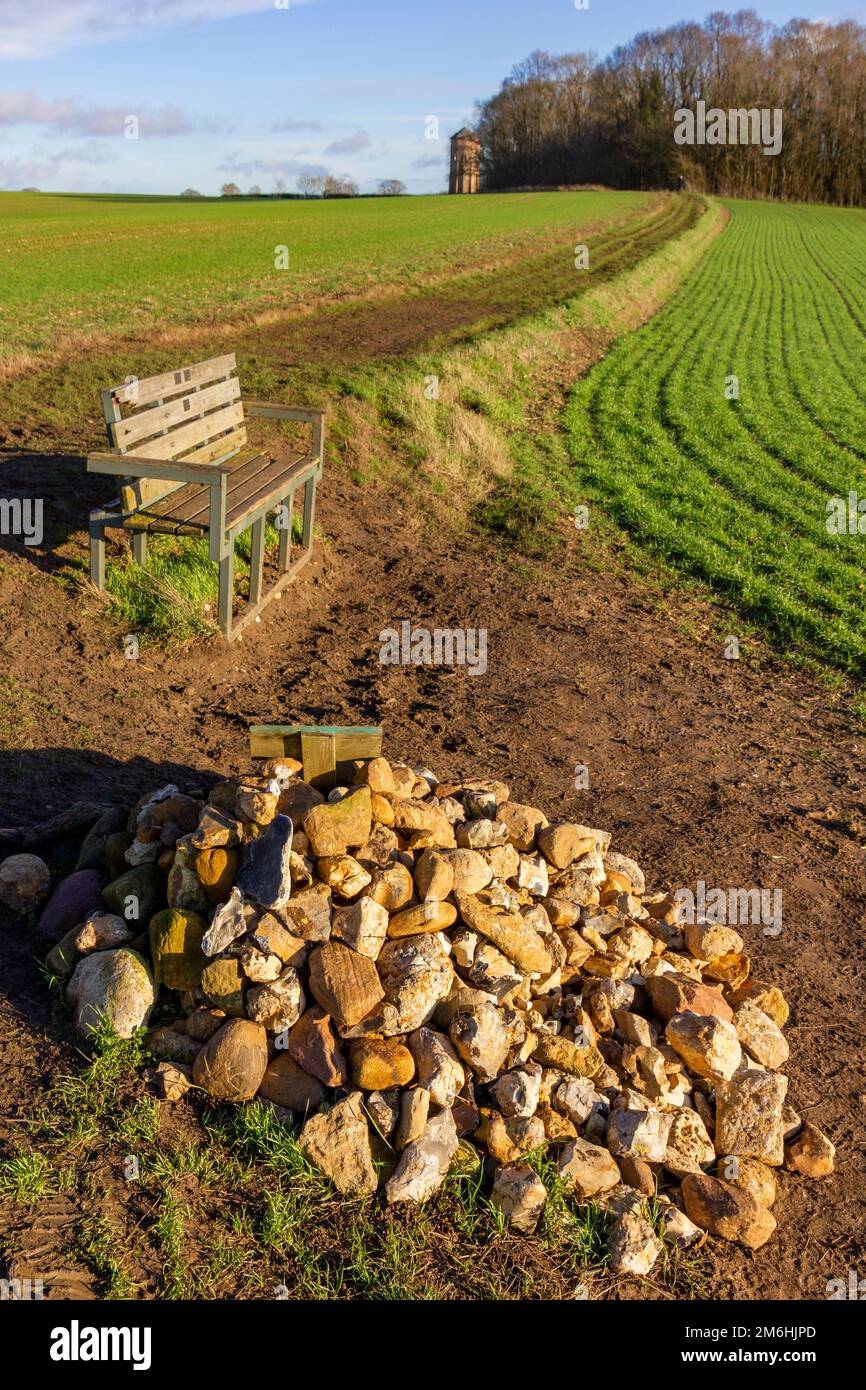 Flint Cairn Rivey Hill Linton Cambridgeshire Foto Stock