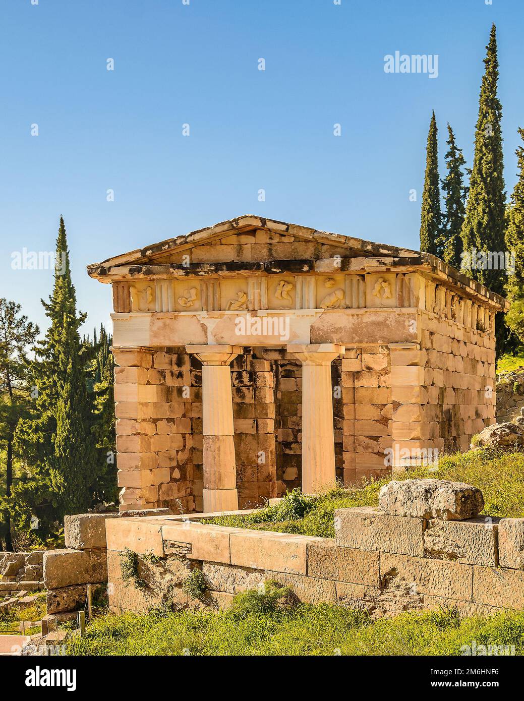 Atenians Treasury Building, Phocis, Grecia Foto Stock