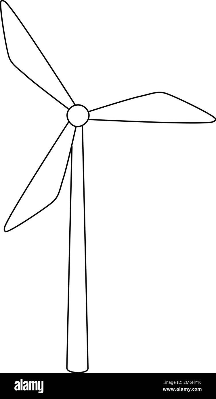 Windmill isolato colorazione pagina per i bambini Illustrazione Vettoriale