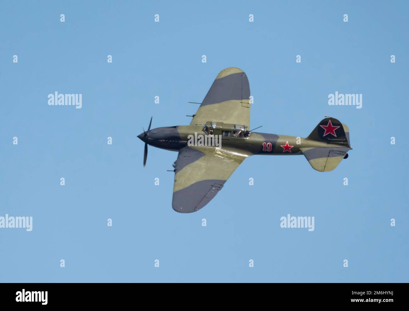 Mosca Russia Zhukovsky Airfield 31 agosto 2019: Restaurato Ilyushin il-2 - prima guerra mondiale URSS terra attacco aerei dimostrazione fli Foto Stock