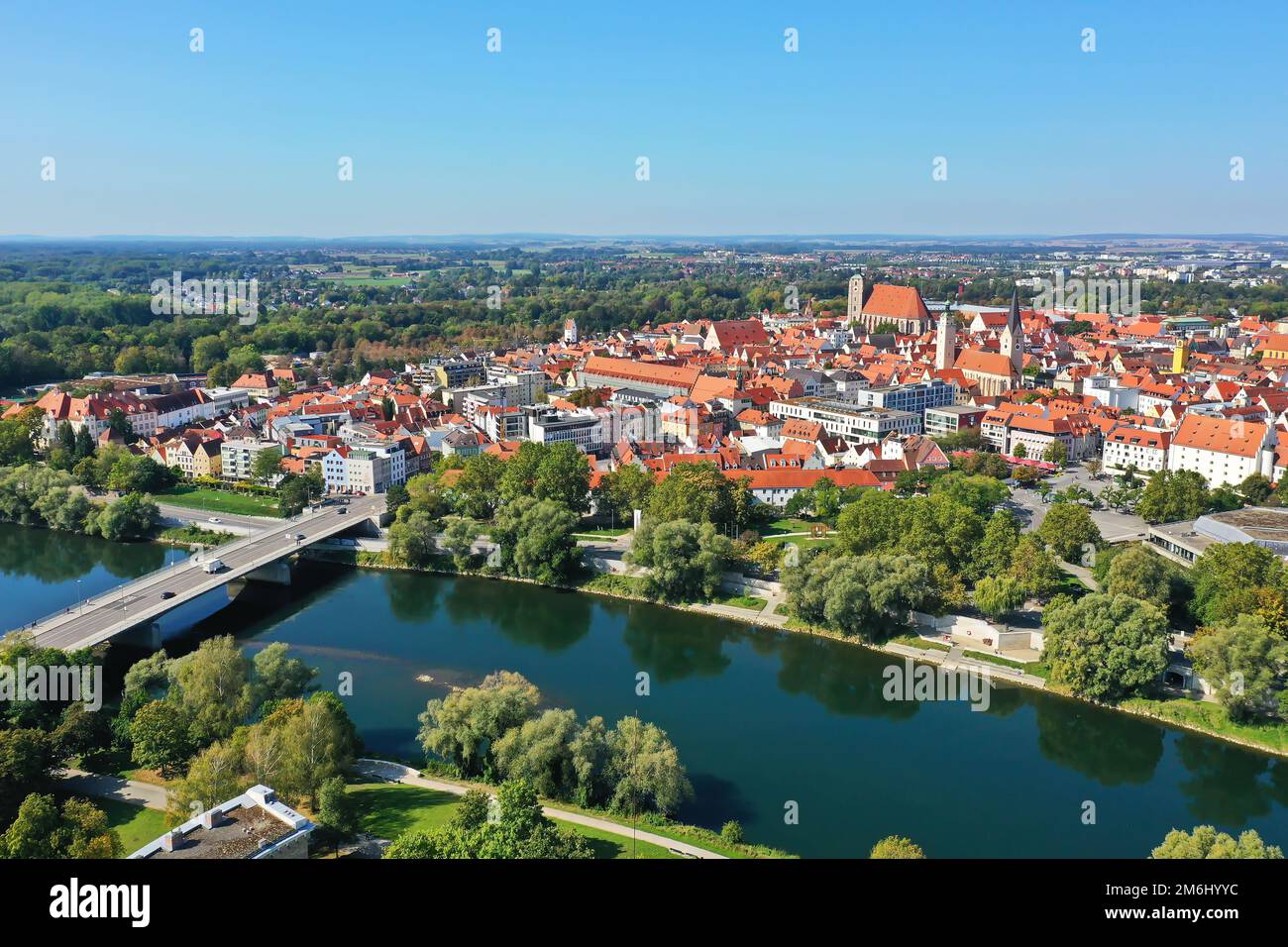 Vista aerea di Ingolstadt quando il tempo è bello Foto Stock
