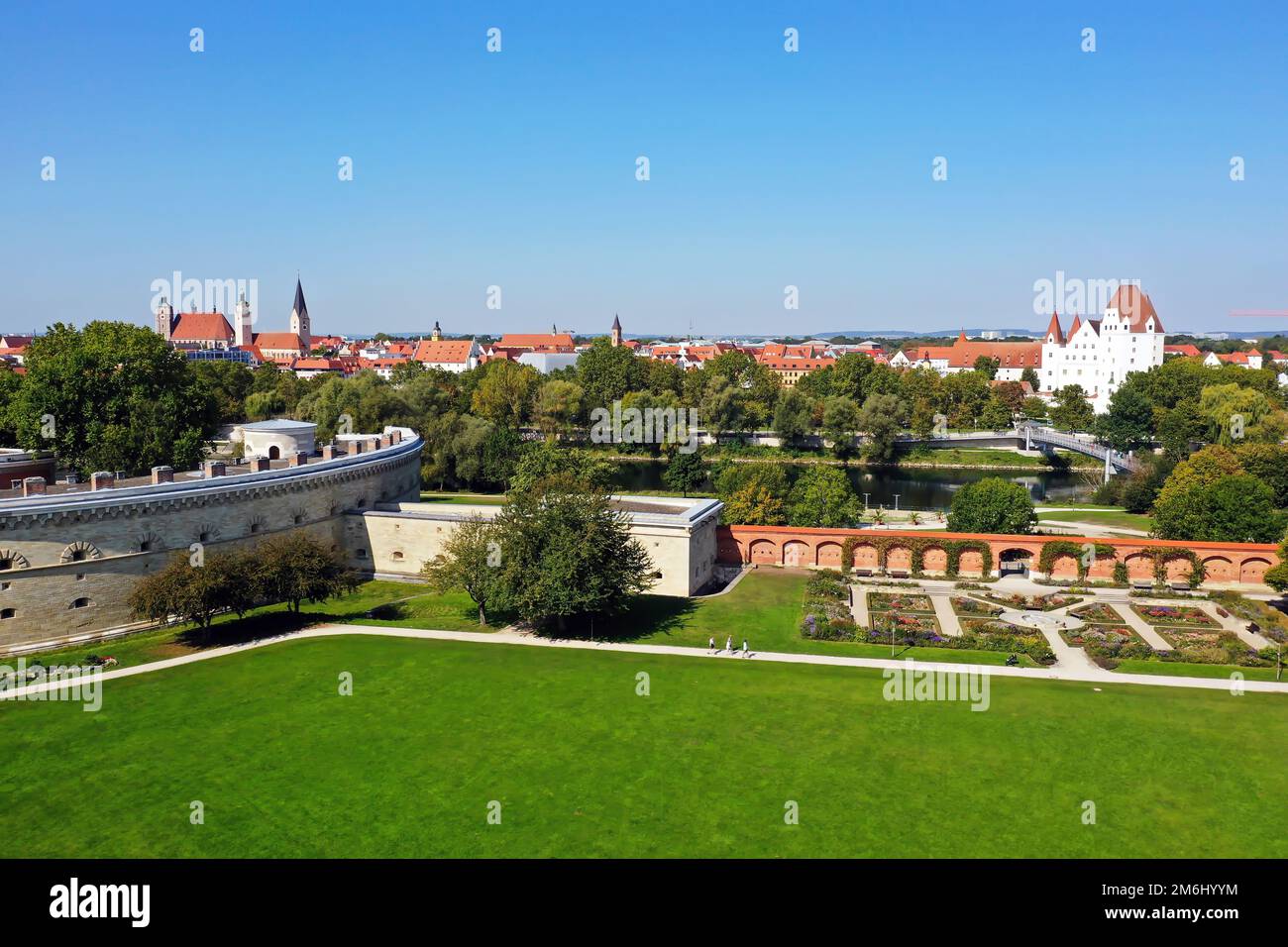 Vista aerea di Ingolstadt quando il tempo è bello Foto Stock