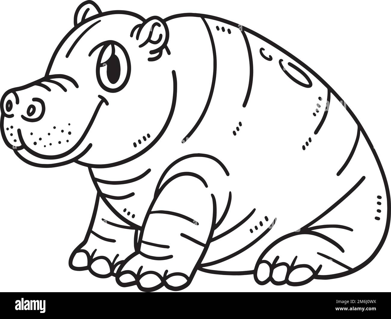 Baby Hippo isolato colorazione pagina per bambini Illustrazione Vettoriale