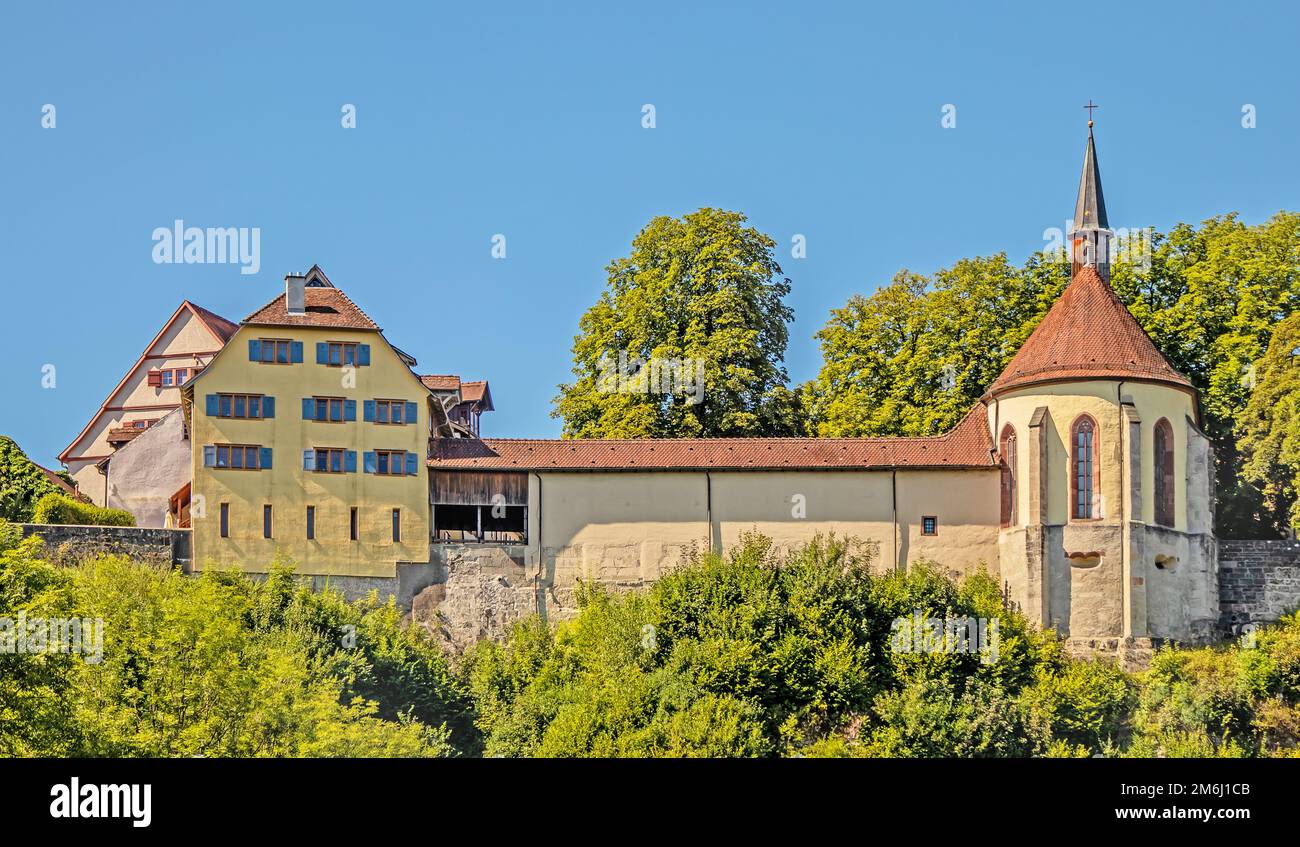 Mura della città con Lorenzkapelle, Rottweil Foto Stock