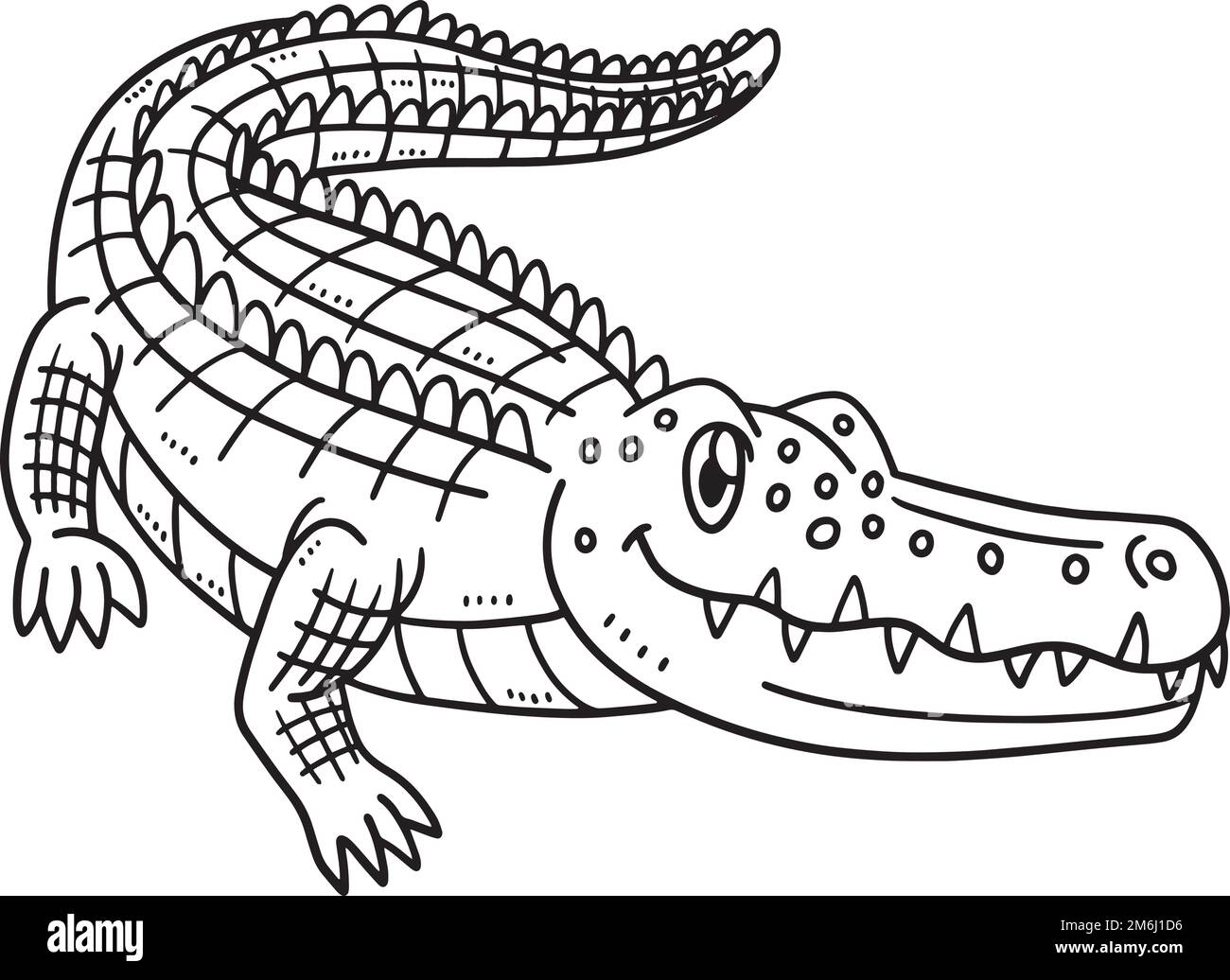 Pagina da colorare isolata di coccodrillo della madre per i bambini Illustrazione Vettoriale