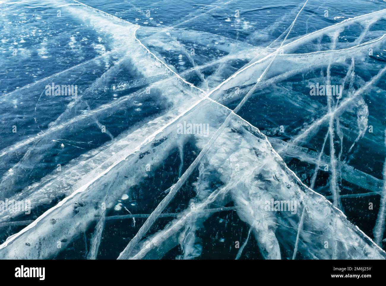 Ghiacciato sfondo del lago Baikal Foto Stock