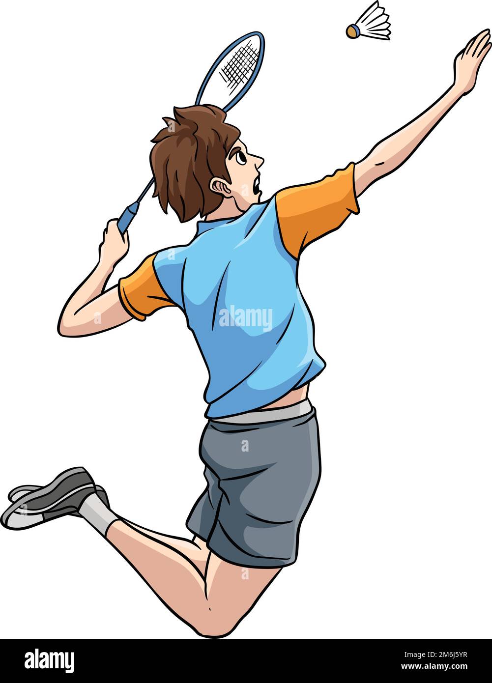 Clipart colorata con cartoon sportivo badminton Illustrazione Vettoriale