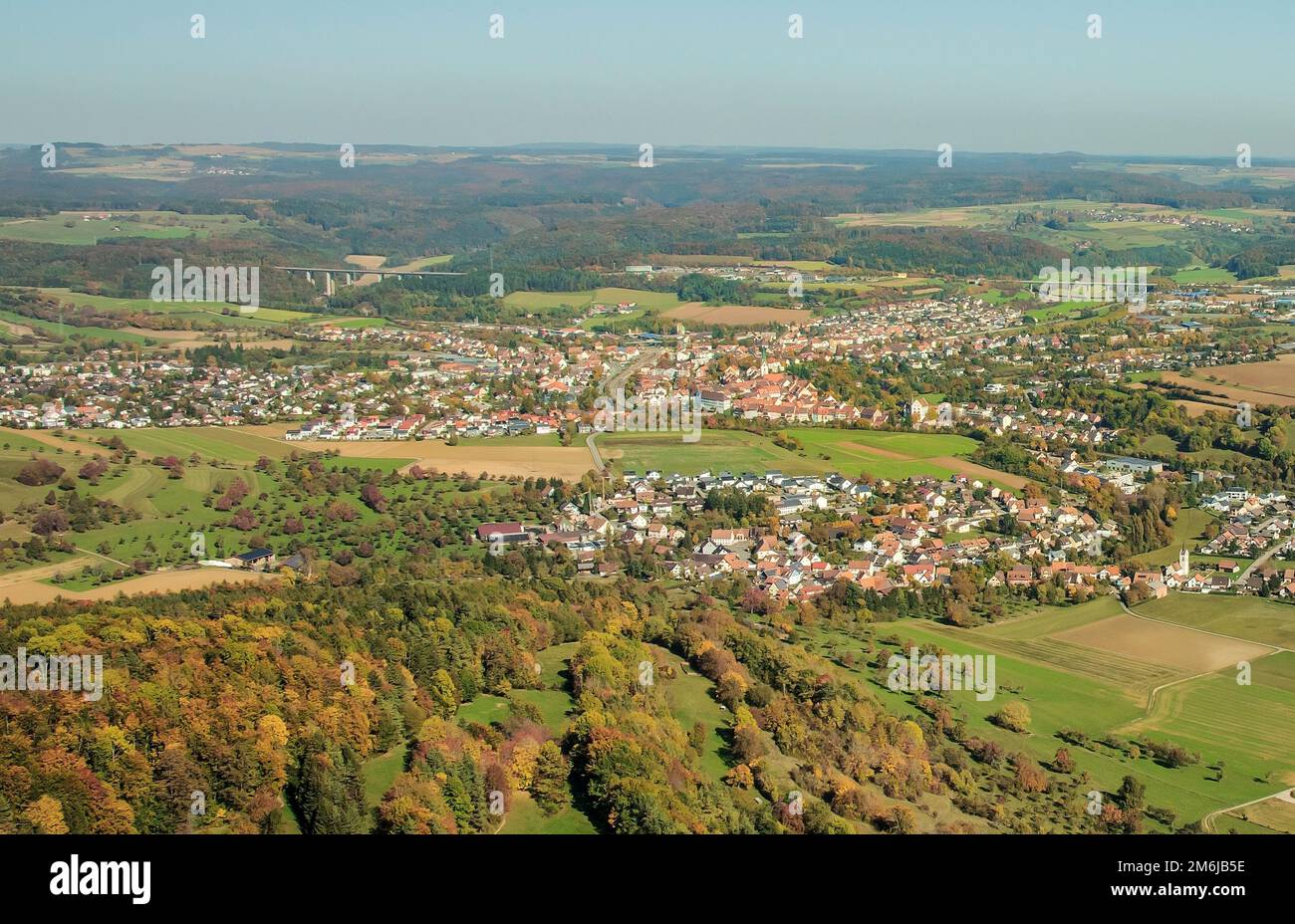Vista sulla città Engen im Hegau Foto Stock
