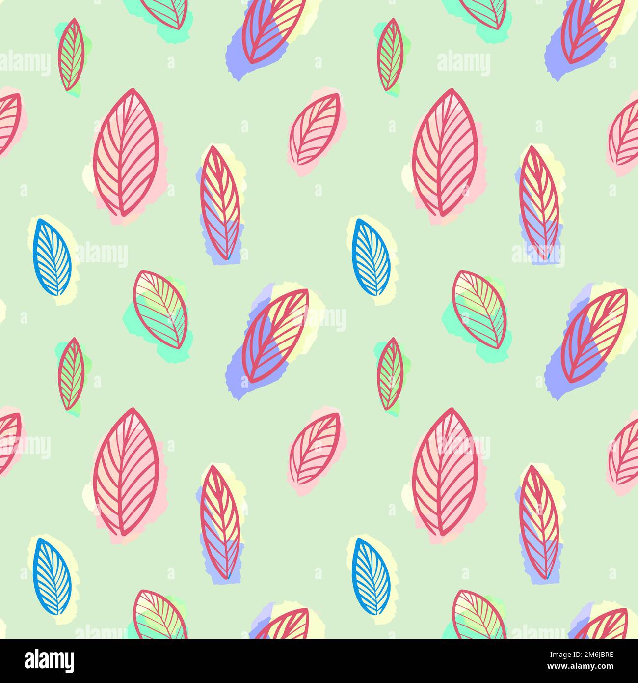 Foglia botanica su sfondo verde chiaro Foto Stock