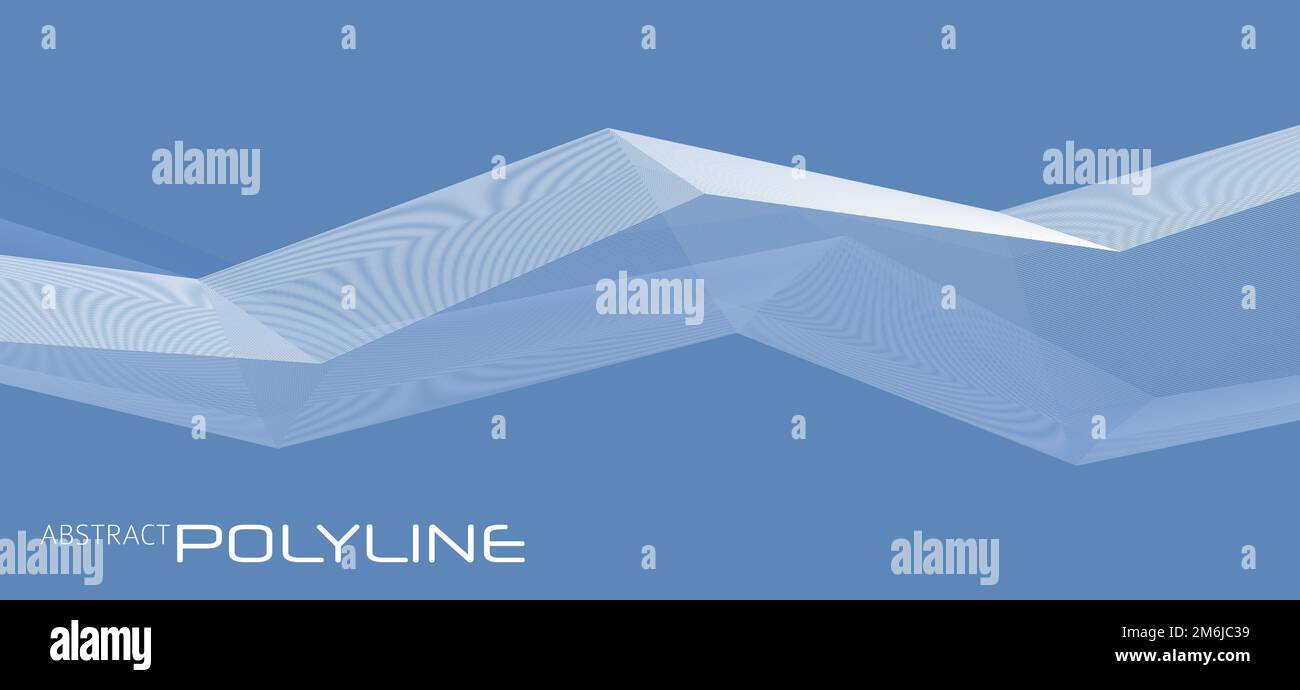 Polilinea astratta trasparente bianca spezzata su sfondo blu. Pattern grafico vettoriale composto Illustrazione Vettoriale