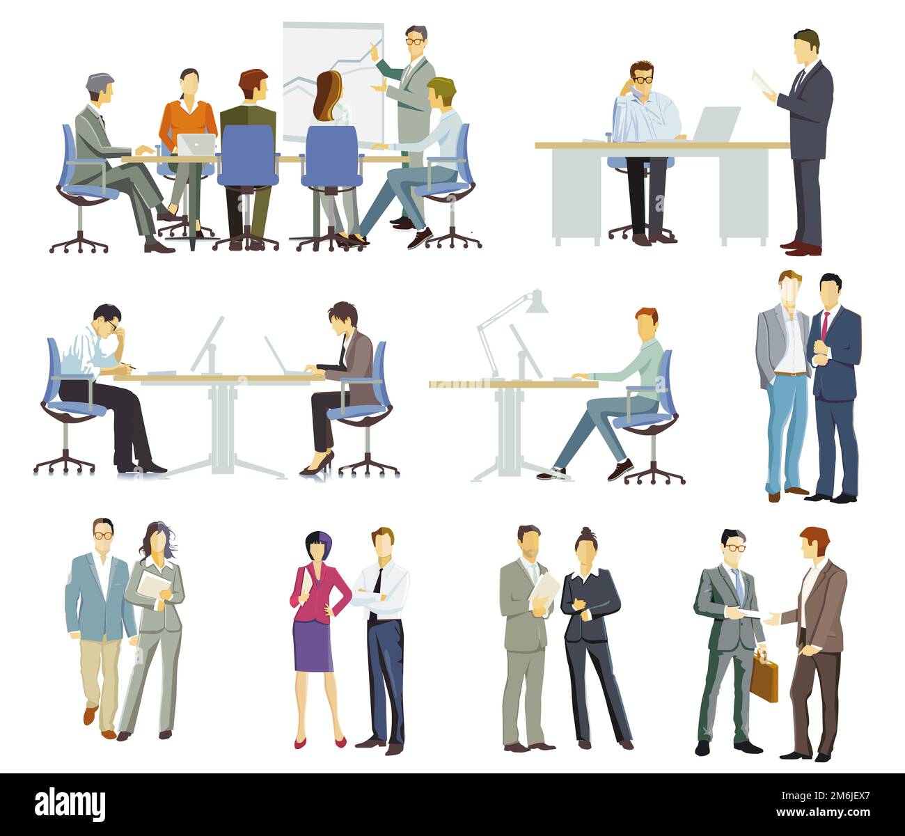 Consulenza di squadra, illustrazione di riunione di affari Foto Stock