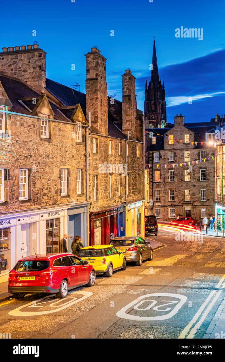 Candlemaker Row nel centro storico di Edimburgo, Scozia Foto Stock Candlemaker Row nel centro storico di Edimburgo, Scozia Foto Stock