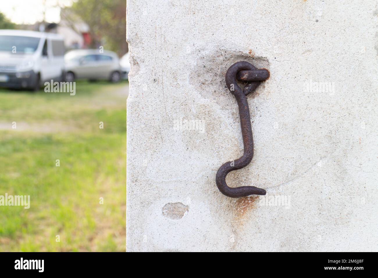 Dettagli esterni di un vecchio capannone agricolo, Italia Foto Stock