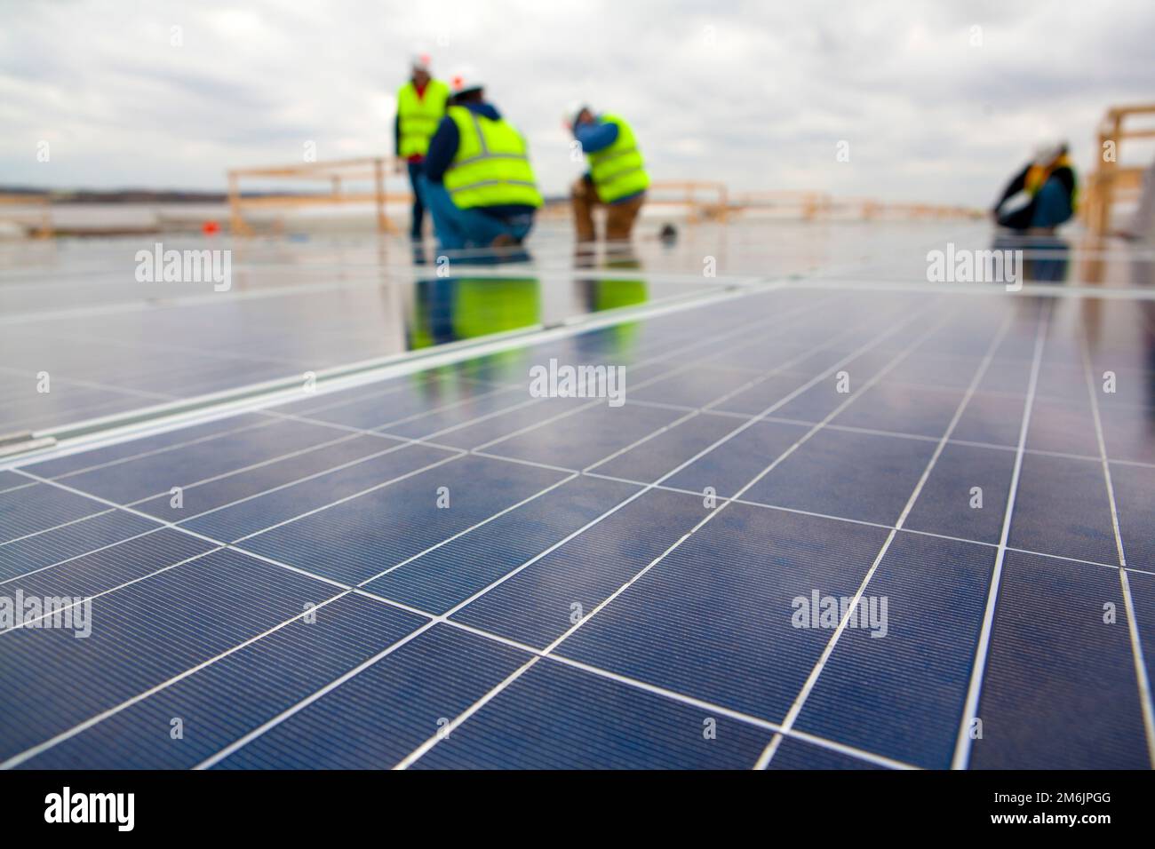 Installazioni di pannelli solari commerciali negli Stati Uniti Foto Stock