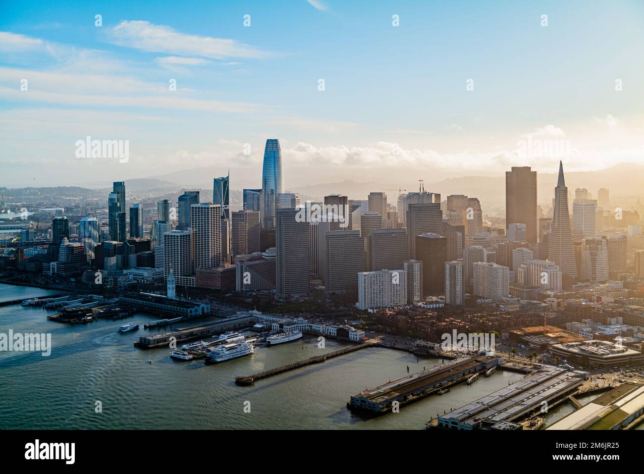 Embarcadero San Francisco Skyline Day Time Aerial Photo Foto Stock