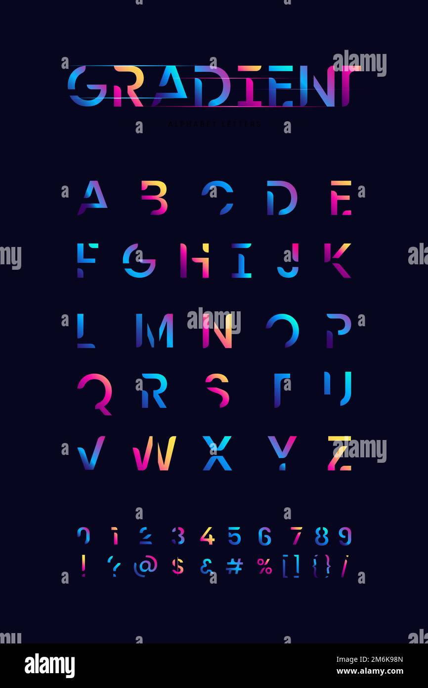 Il vettore tipografico vibrante dell'alfabeto inglese Illustrazione Vettoriale