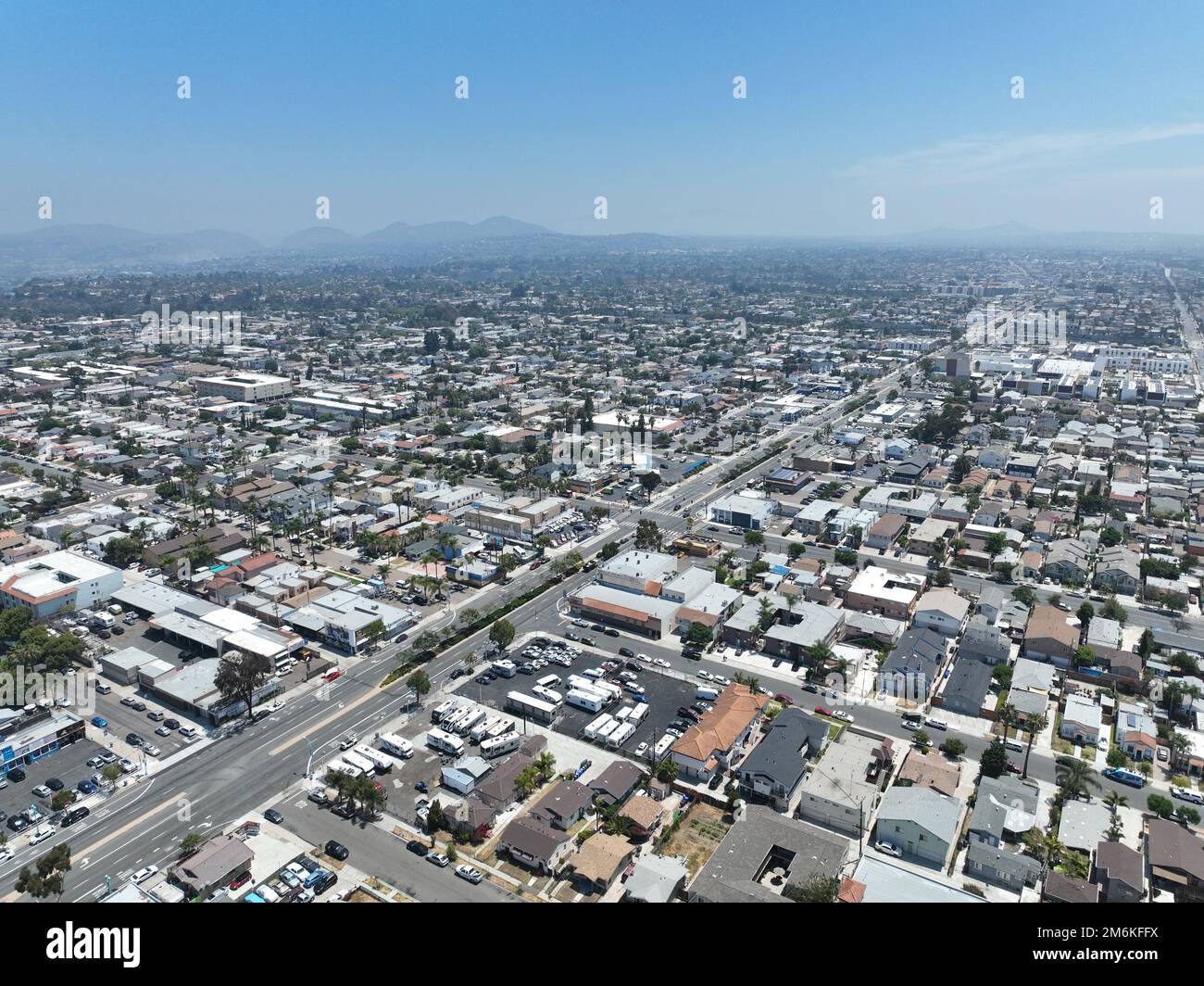 Vista aerea del quartiere di North Park a San Diego, California. Foto Stock