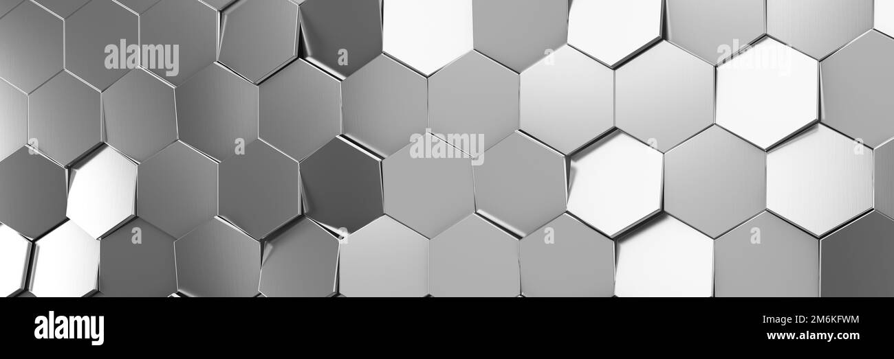 Sfondo esagonale futuristico e tecnologico. rendering 3d Foto Stock