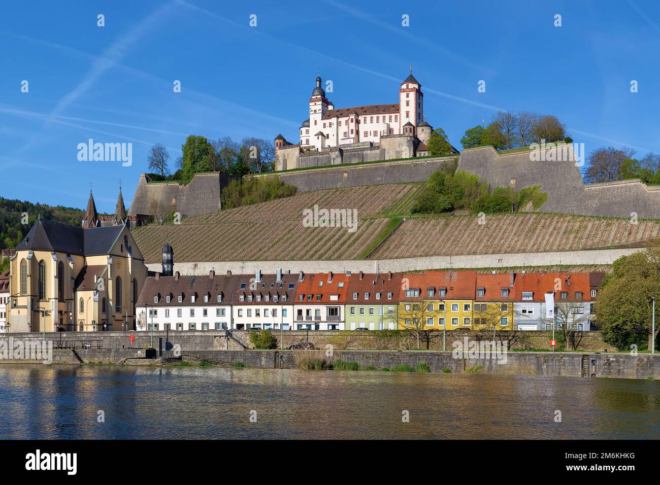 Vista sulla Fortezza di Marienberg, Wurzburg, Germania Foto Stock