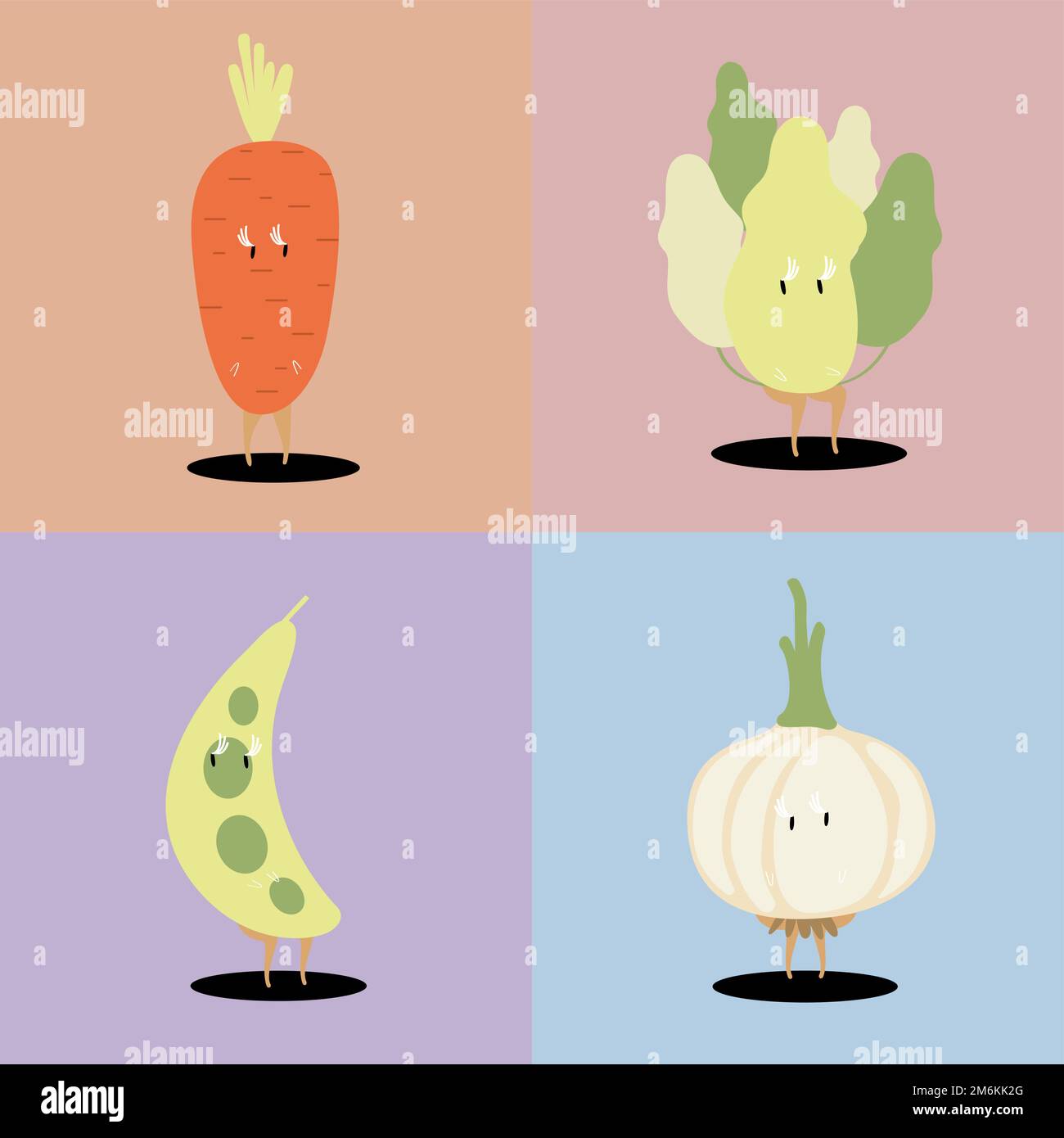 Set vettoriale di personaggi di cartoni animati freschi Illustrazione Vettoriale