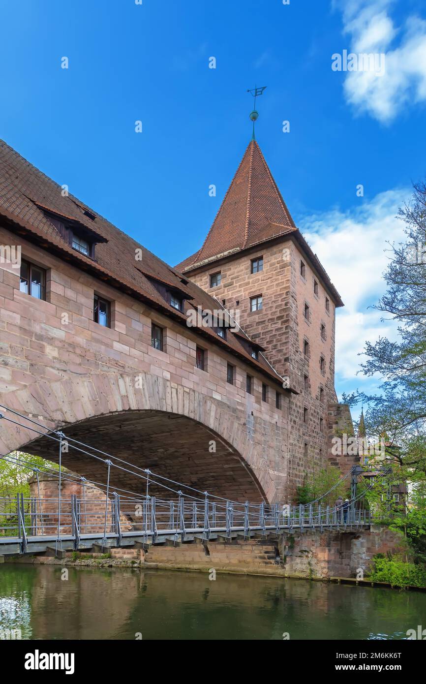Chain Bridge, Norimberga, Germania Foto Stock