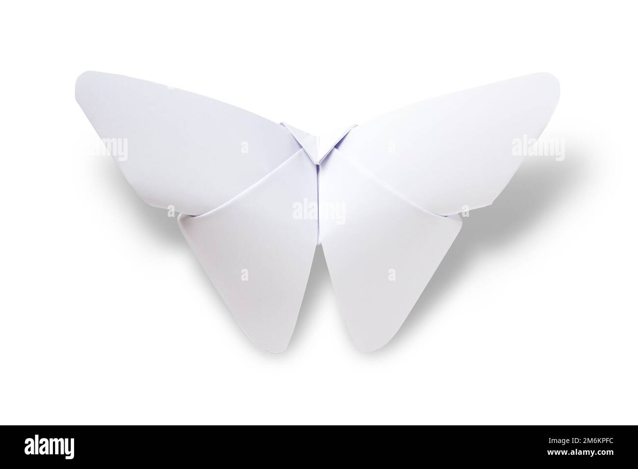 Carta farfalla origami isolato su uno sfondo bianco Foto Stock