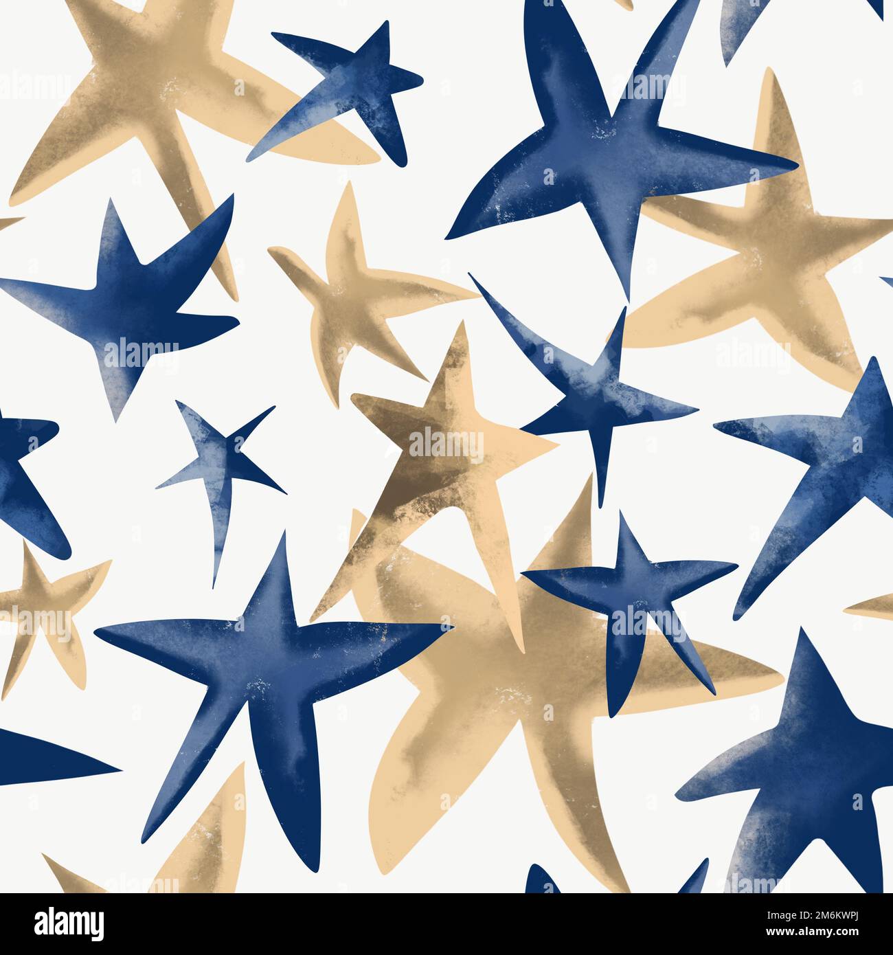 Modello festivo con stelle dorate e blu Foto Stock