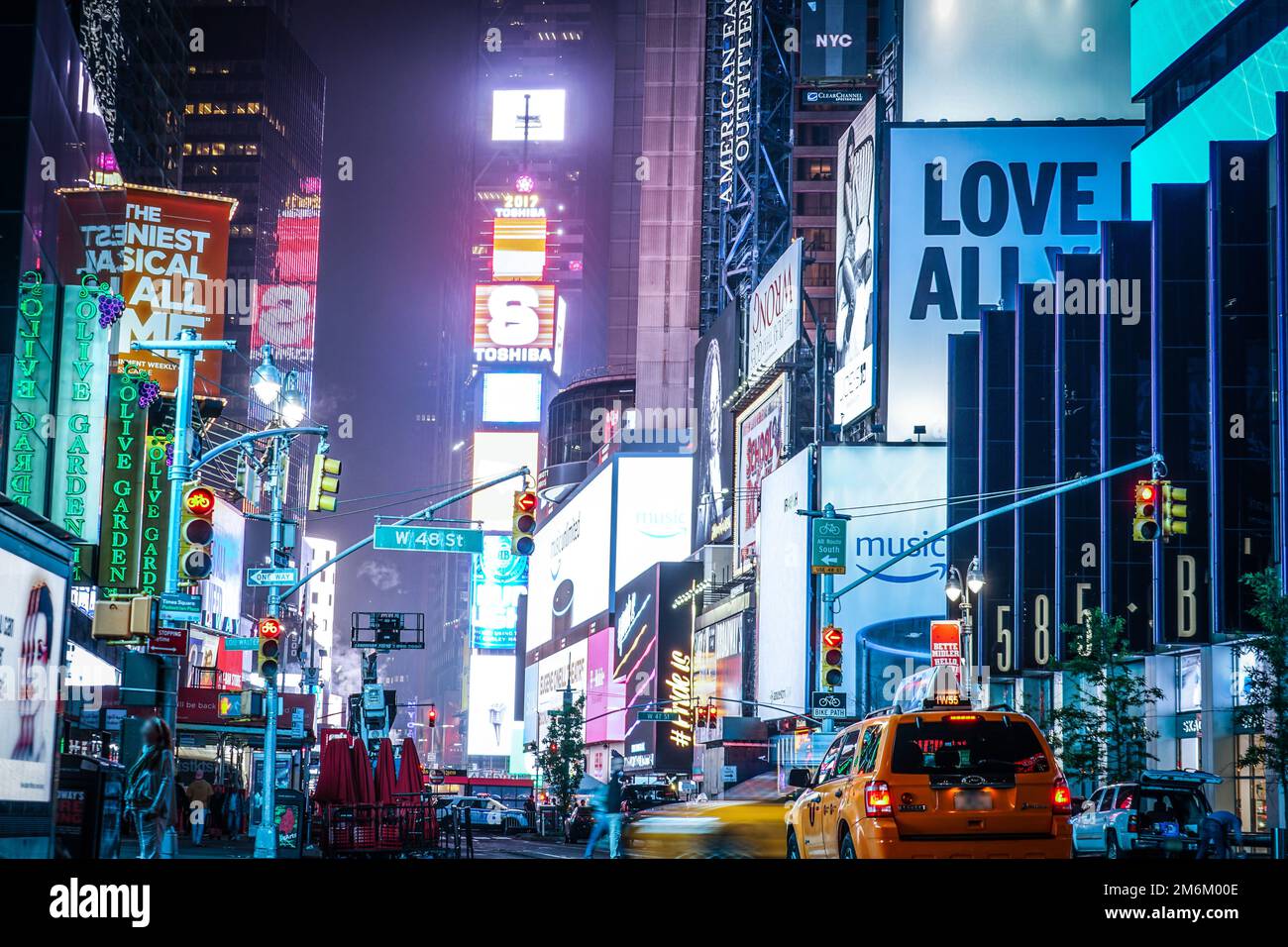 Vista notturna di New York Times Square (TimesSquare) Foto Stock