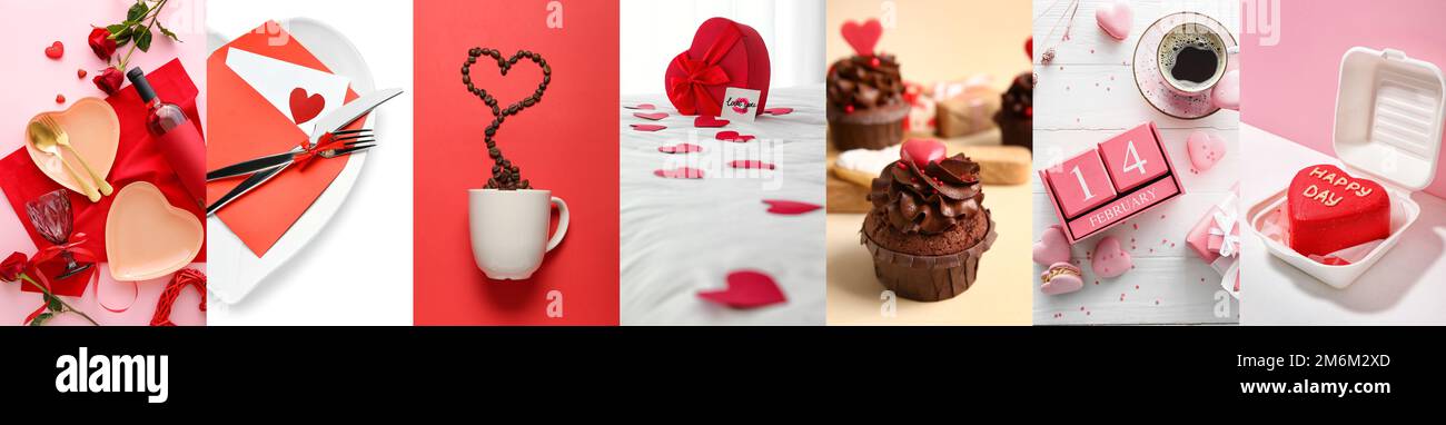 Collage romantico per San Valentino Foto Stock