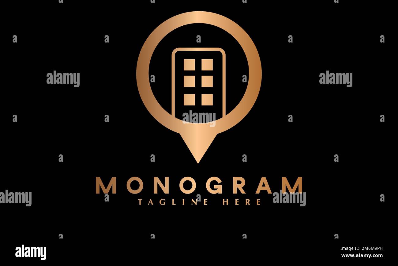 Puntatore casa navigazione Mappa astratto monogramma modello di logo vettoriale Illustrazione Vettoriale