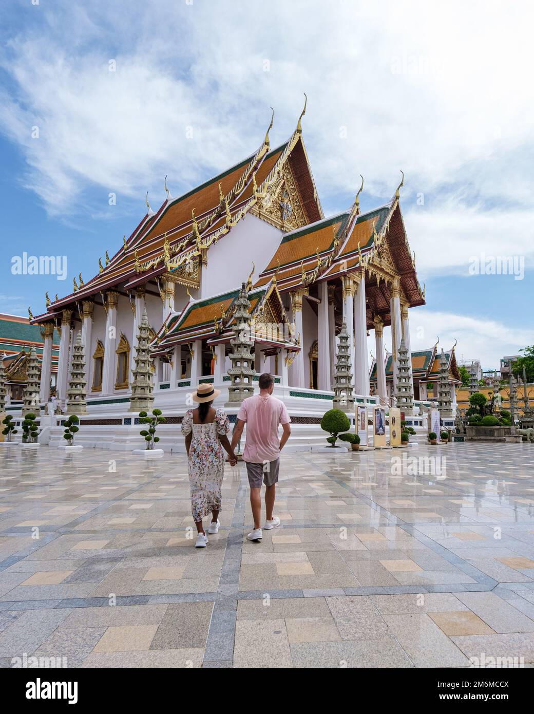 Bangkok Thailandia, Wat Suthat Thepwararam Ratchaworahawihan tempio nella città vecchia di Bangkok Foto Stock