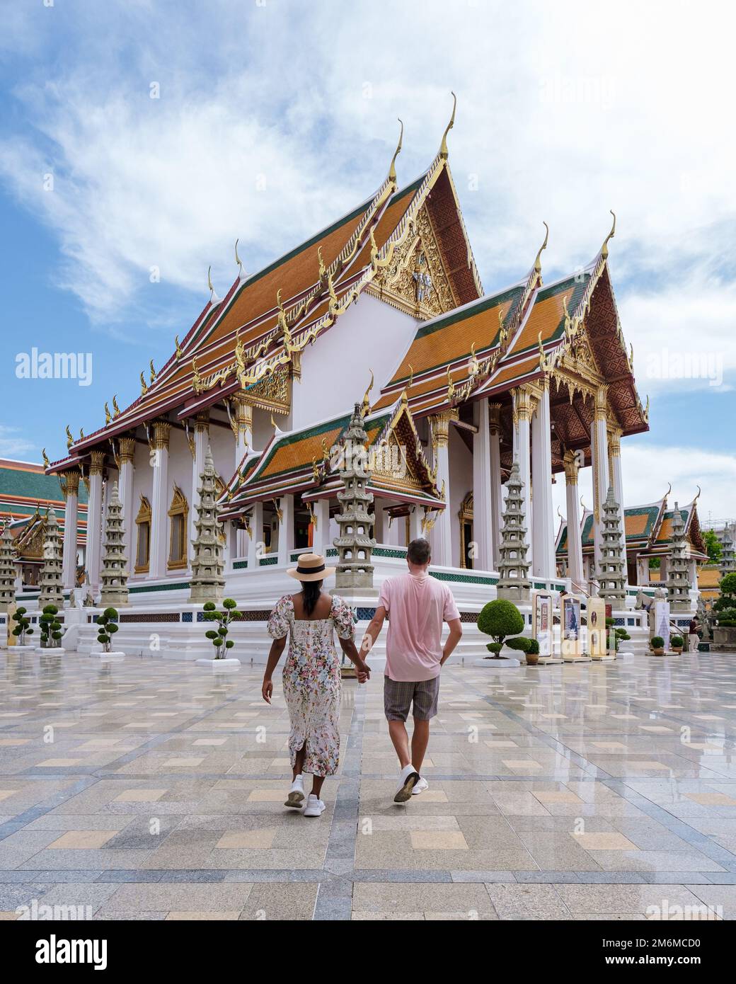 Bangkok Thailandia, Wat Suthat Thepwararam Ratchaworahawihan tempio nella città vecchia di Bangkok Foto Stock