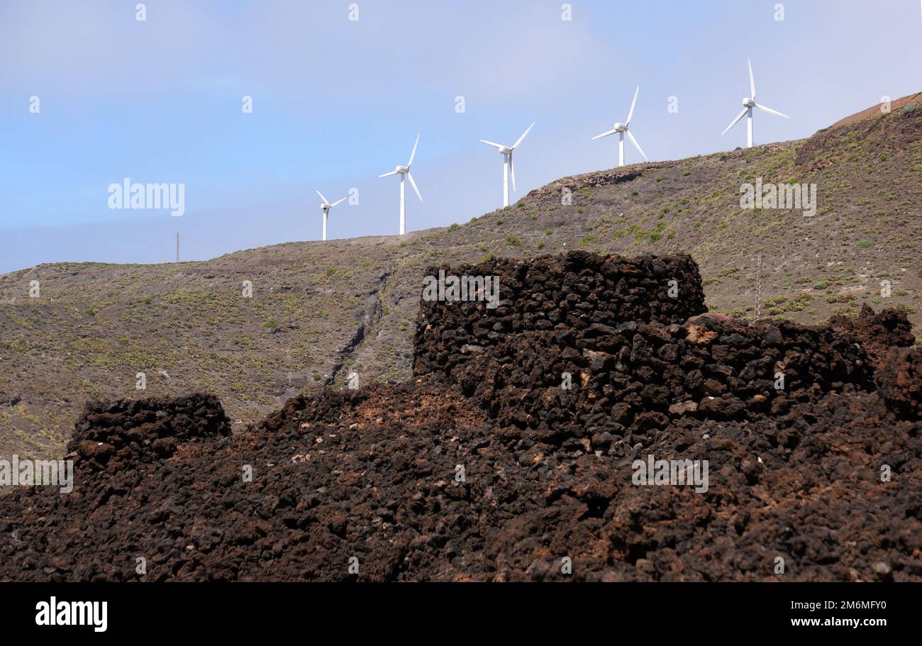 Generatori di vento presso il parco archeologico di Maipes Foto Stock