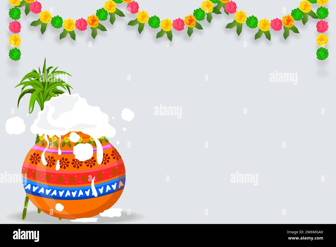 Buon concetto di Pongal. Felice Pongal festa raccolto illustrazione festival, può essere utilizzato per pubblicità, offerta, banner, poster disegni Illustrazione Vettoriale