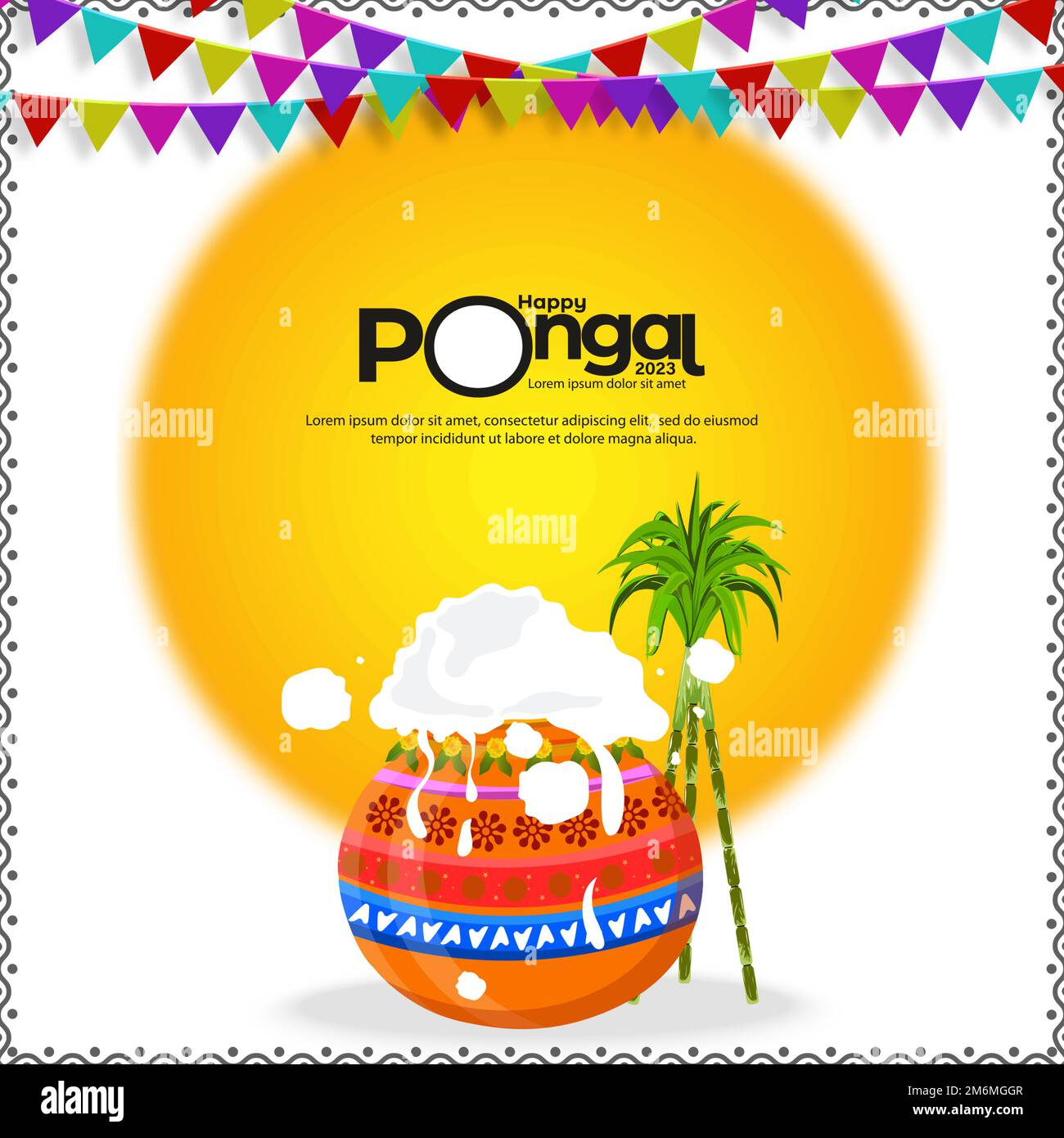 Illustrazione del modello di biglietto d'auguri Happy Pongal. può essere utilizzato per pubblicità, offerte, banner, poster Illustrazione Vettoriale