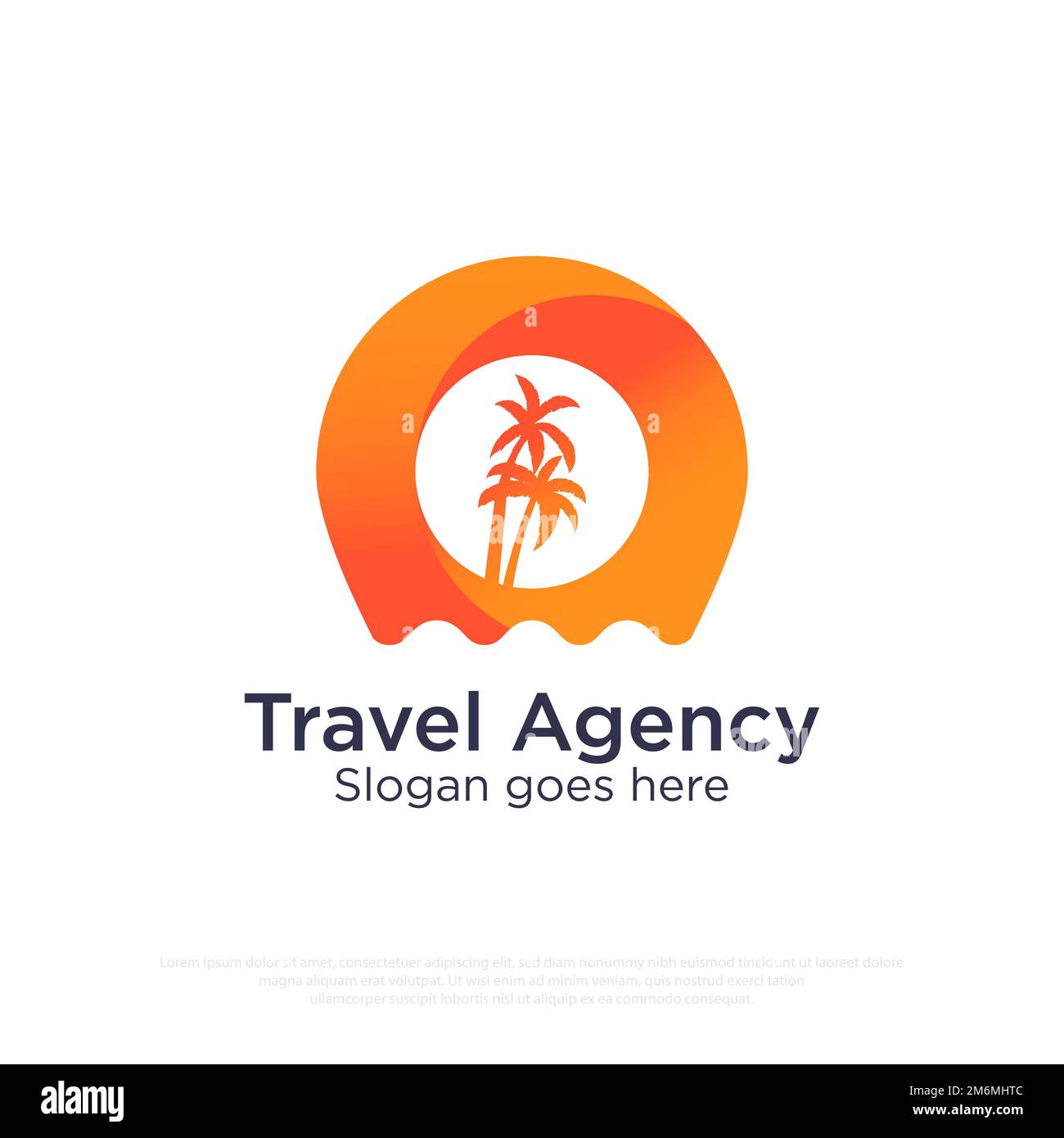 Modern Travel Agency logo design gradiente colore estate spiaggia logo vettoriale illustrazione Illustrazione Vettoriale
