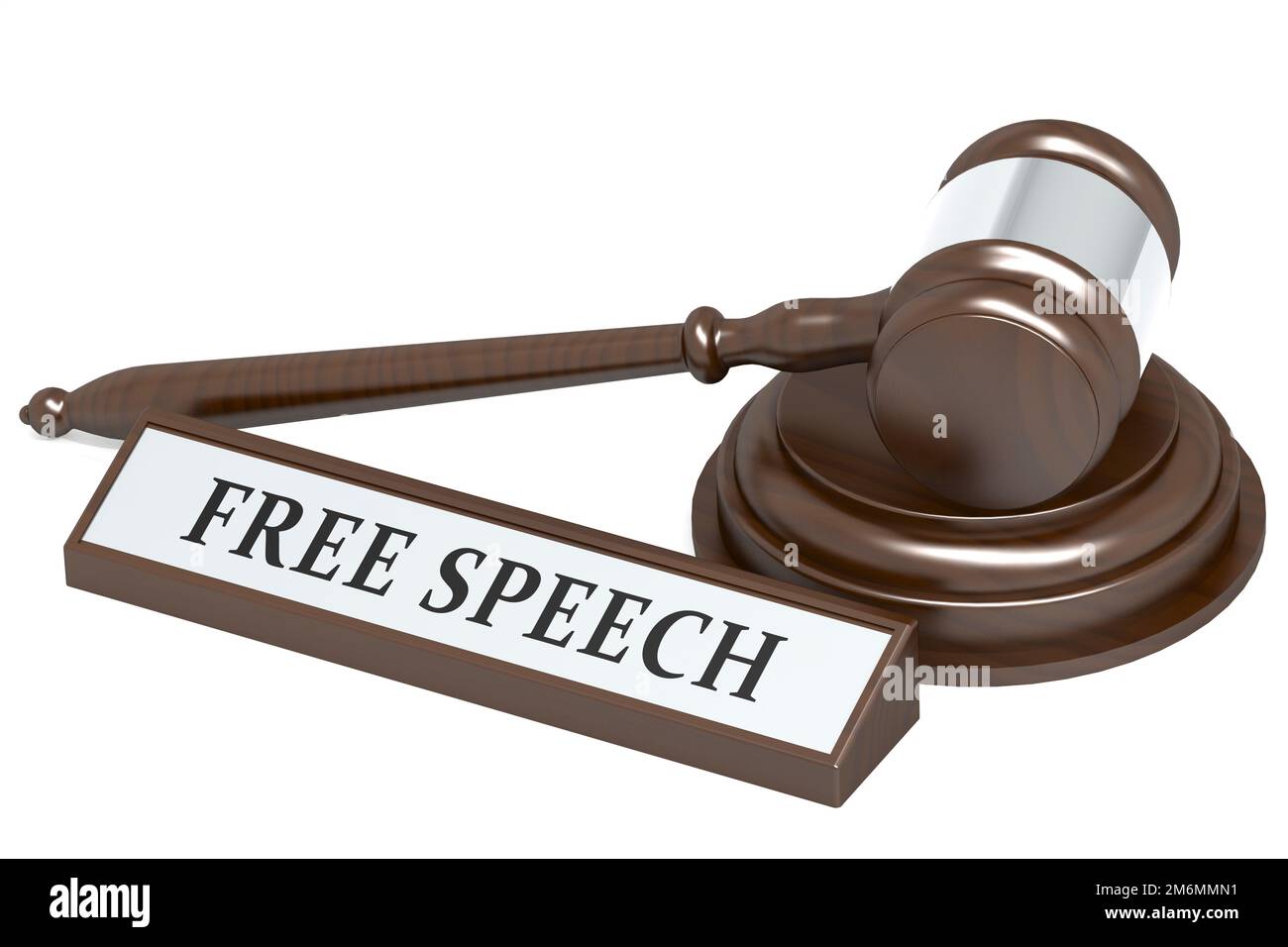 Giudice gavel e banner di libero discorso Foto Stock
