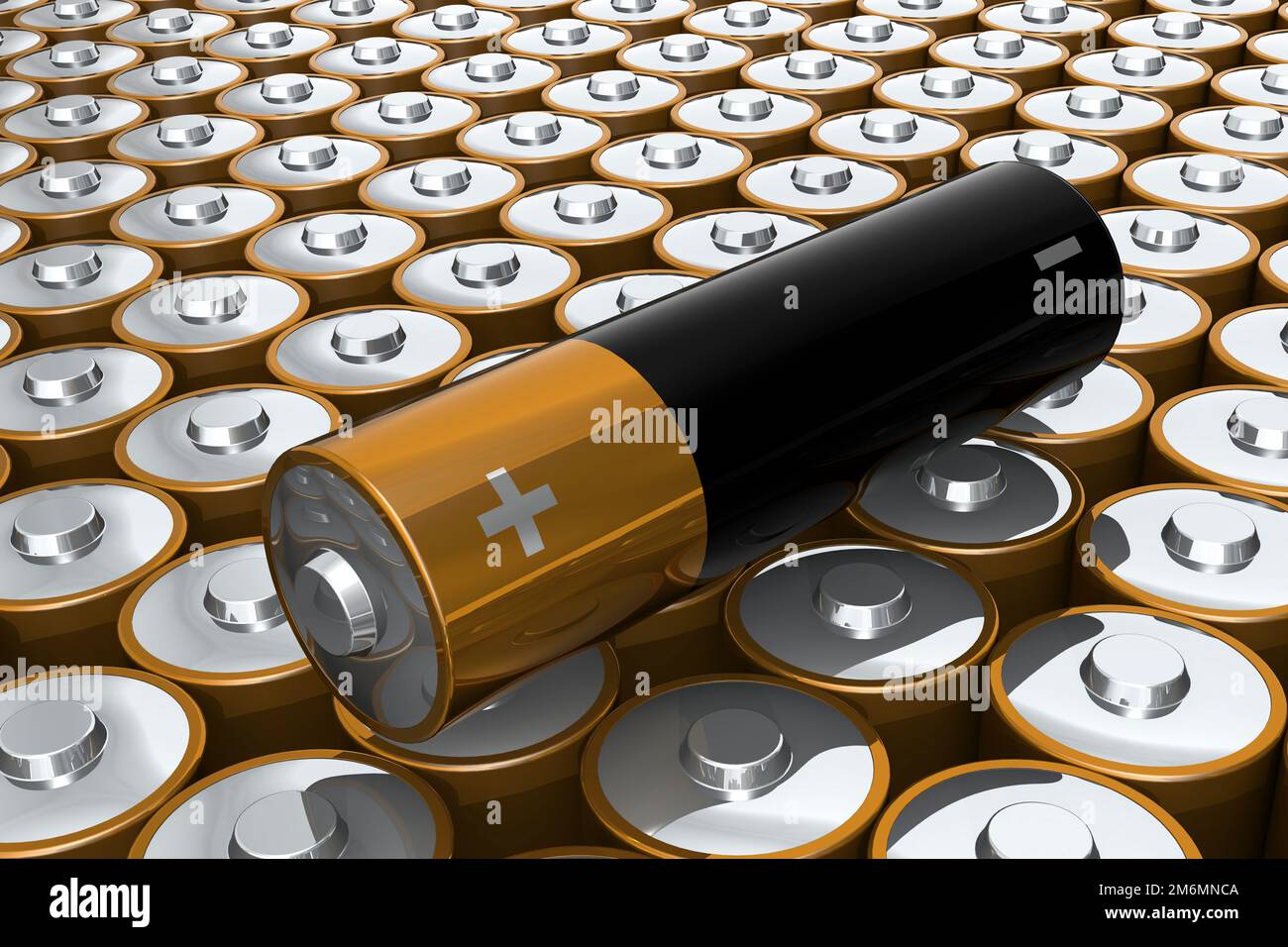 Raddoppia Una batteria isolata su sfondo bianco Foto Stock
