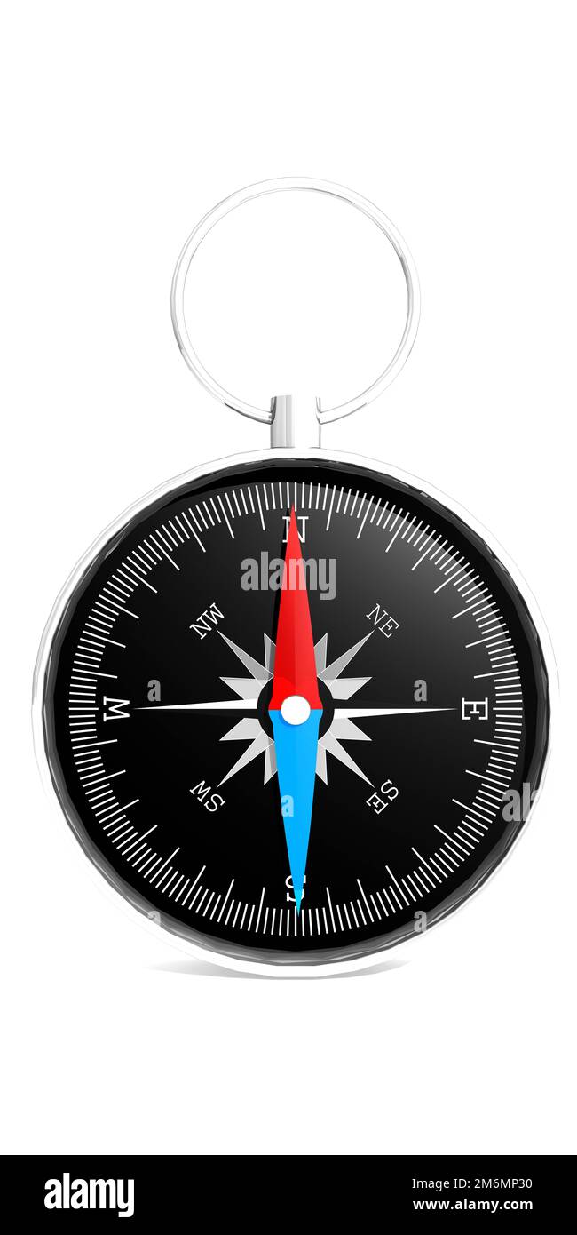 Bussola metallica con ago rosso e blu Foto Stock