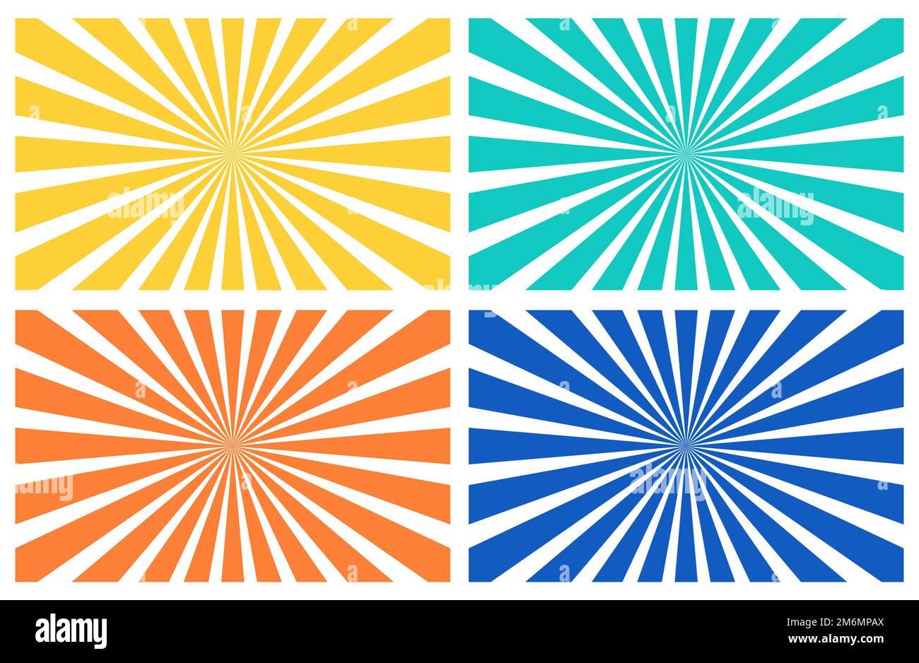 Set di elementi vettoriali colorati per raggi solari con movimento radiale Illustrazione Vettoriale