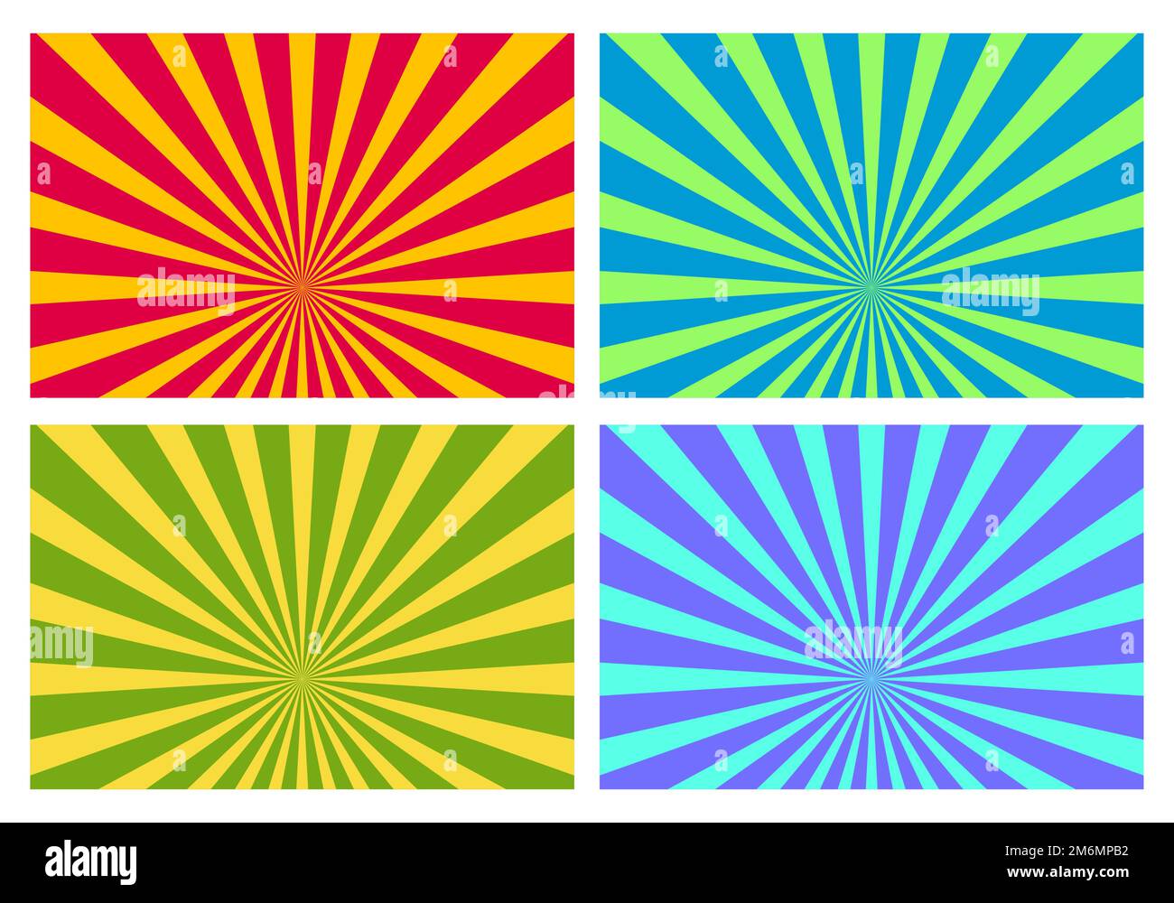 Set di elementi colorati di sfondo vettoriale retrospettivo per raggi solari radiali Illustrazione Vettoriale