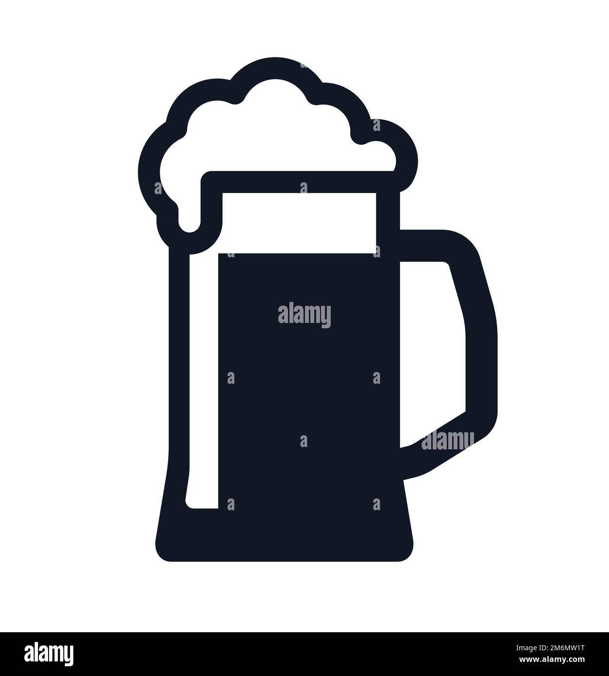 Tazza di birra grande bicchiere di birra con icona in schiuma icona vettore illustrazione icona Illustrazione Vettoriale