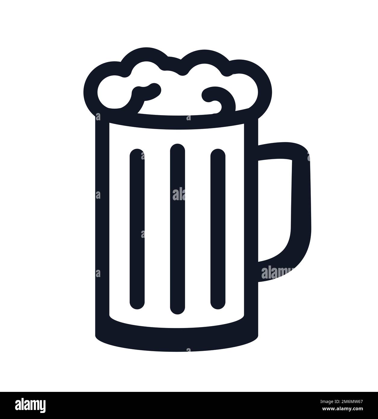 Tazza di birra simbolo bevanda grande birra con icona di illustrazione vettore schiuma Illustrazione Vettoriale