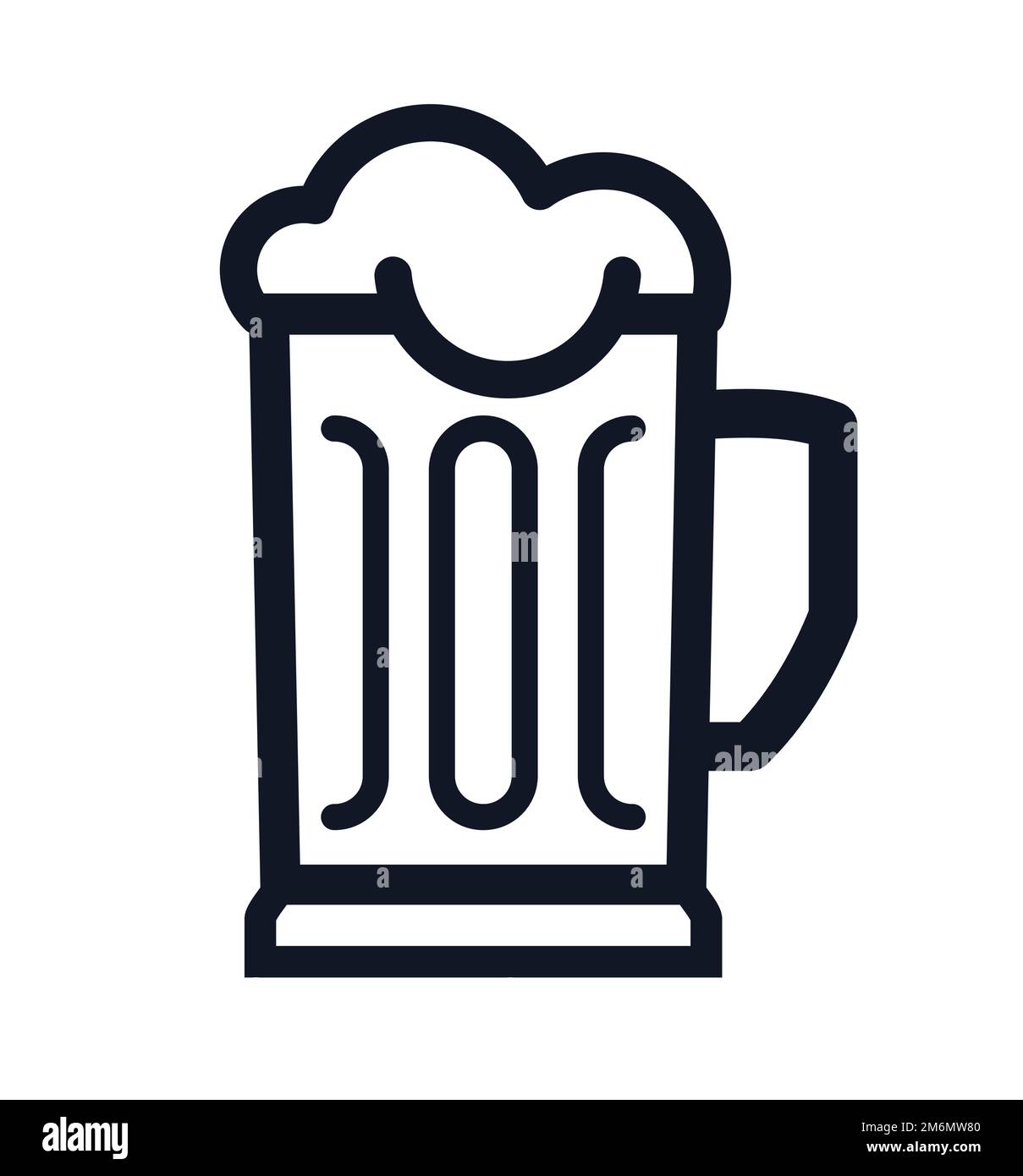 Tazza di birra simbolo grande bicchiere di birra con icona di illustrazione vettore schiuma Illustrazione Vettoriale