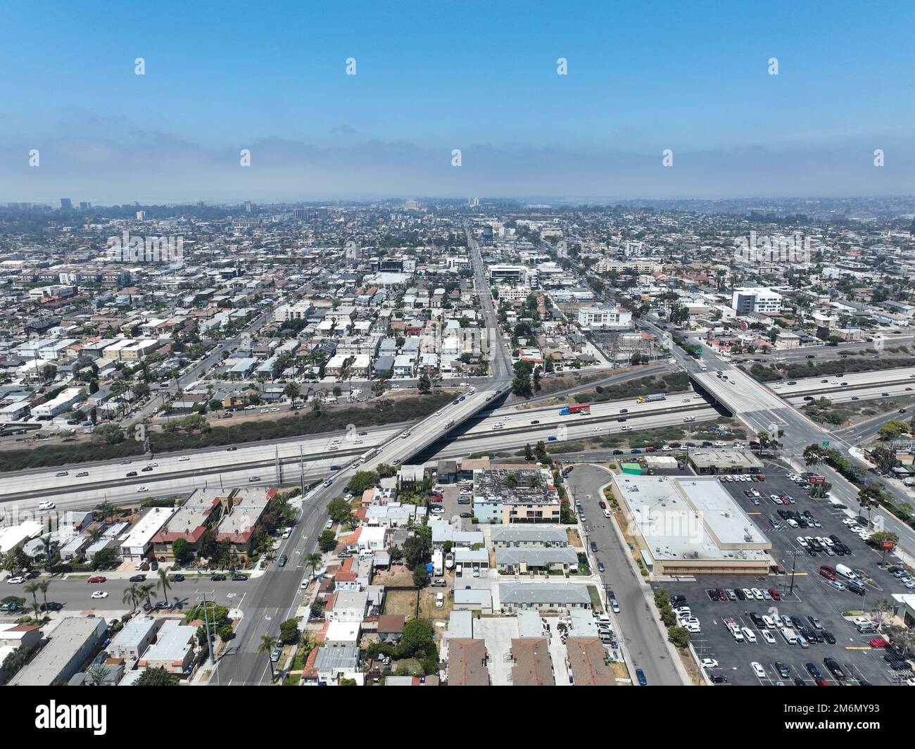 Vista aerea del quartiere di North Park a San Diego, California Foto Stock