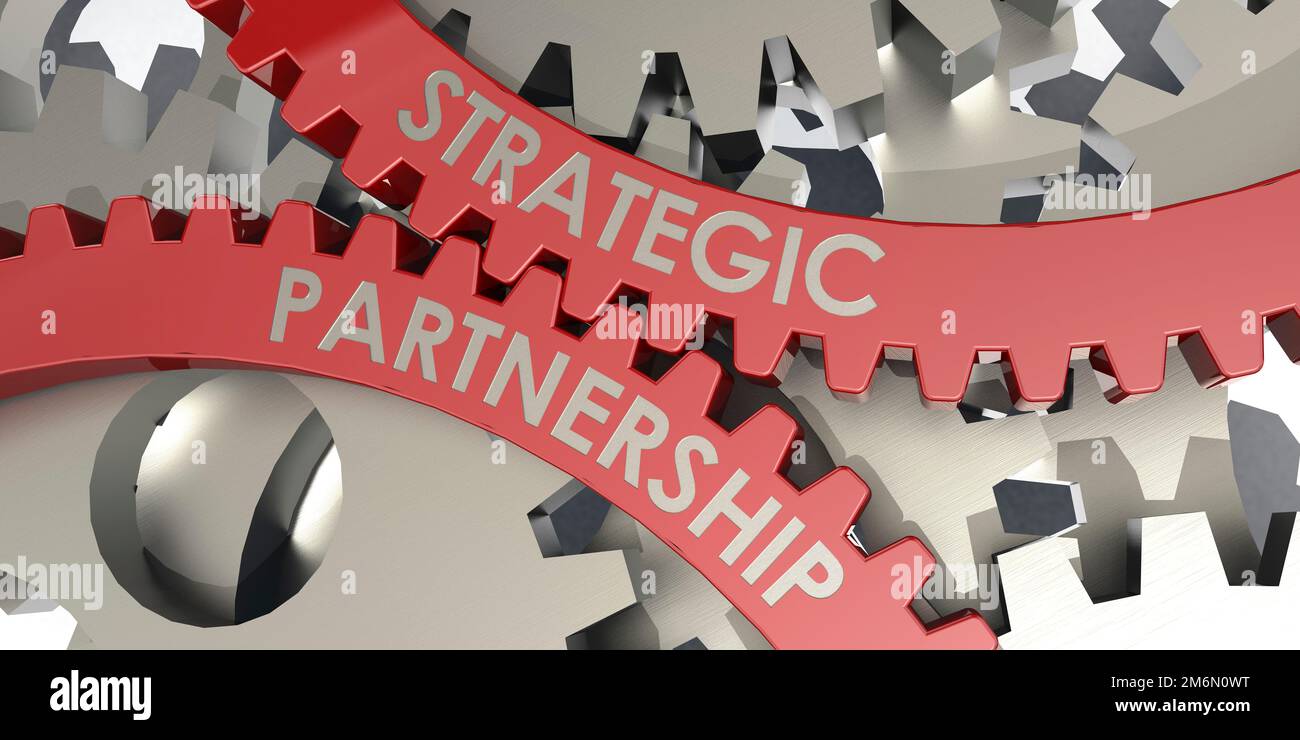 Partnership strategica parola sugli ingranaggi Foto Stock